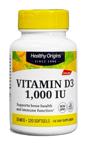 Healthy Origins Vitamin D3 1,000 IU 120 softgels
