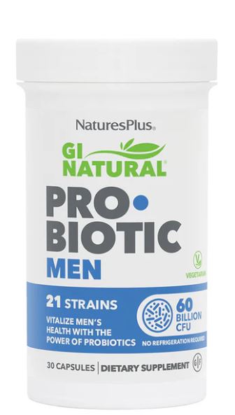NaturesPlus GI Natural Probiotic Men 60 Billion 21 strains 30 vcaps (아이스 박스 가격 $5.20 포함)